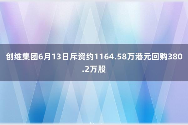 创维集团6月13日斥资约1164.58万港元回购380.2万股