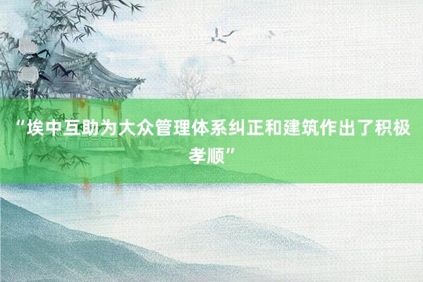 “埃中互助为大众管理体系纠正和建筑作出了积极孝顺”