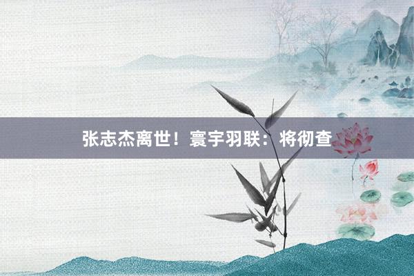 张志杰离世！寰宇羽联：将彻查