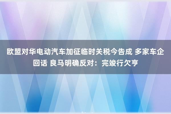 欧盟对华电动汽车加征临时关税今告成 多家车企回话 良马明确反对：完竣行欠亨