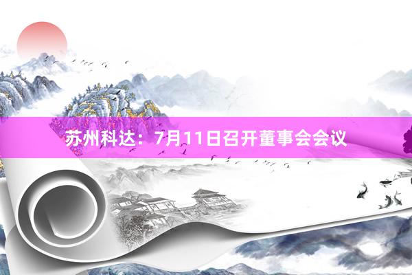 苏州科达：7月11日召开董事会会议