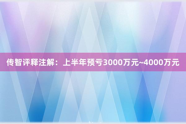 传智评释注解：上半年预亏3000万元~4000万元