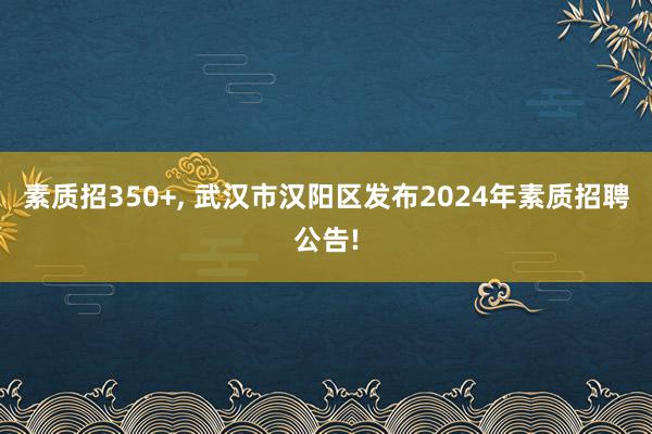 素质招350+, 武汉市汉阳区发布2024年素质招聘公告!