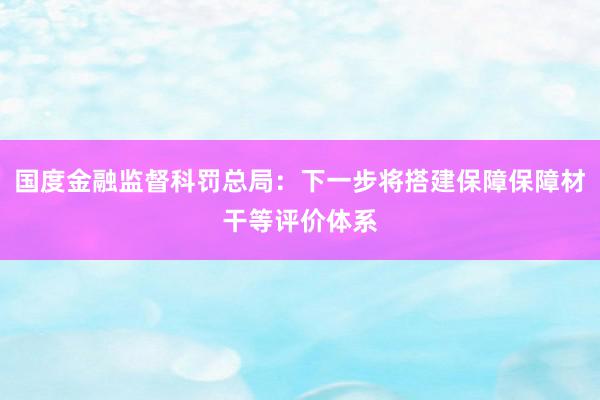 国度金融监督科罚总局：下一步将搭建保障保障材干等评价体系