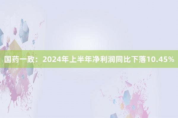 国药一致：2024年上半年净利润同比下落10.45%