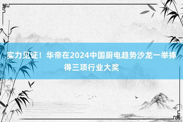 实力见证！华帝在2024中国厨电趋势沙龙一举捧得三项行业大奖