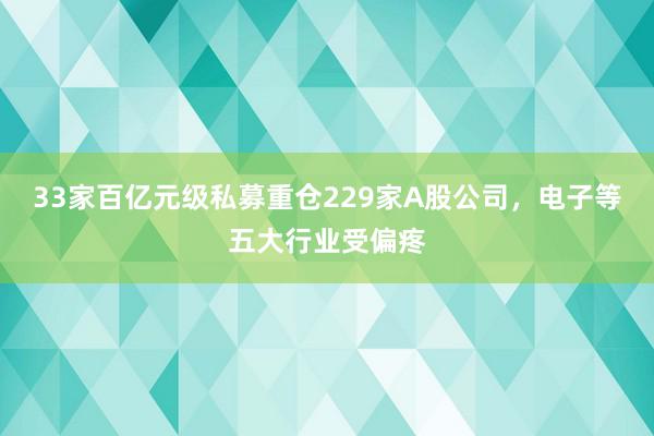 33家百亿元级私募重仓229家A股公司，电子等五大行业受偏疼