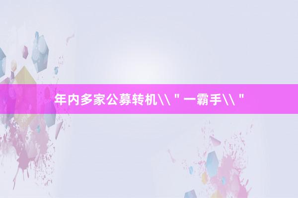 年内多家公募转机\＂一霸手\＂