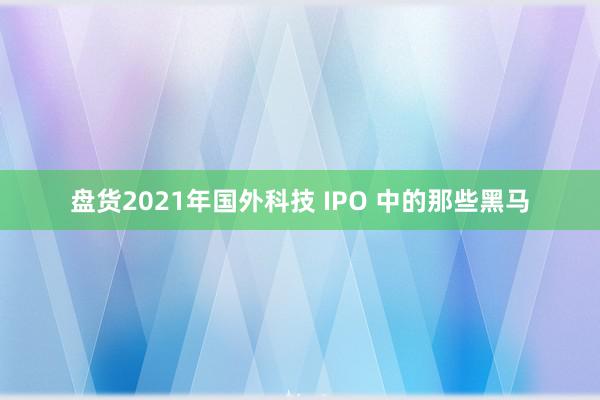 盘货2021年国外科技 IPO 中的那些黑马