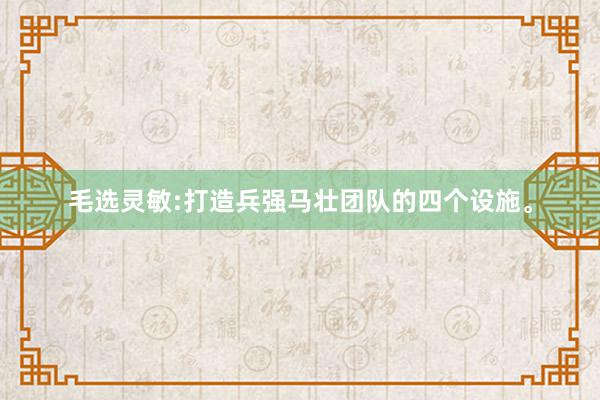 毛选灵敏:打造兵强马壮团队的四个设施。